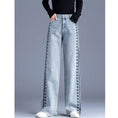 Load image into Gallery viewer, [REHUOJIALI Series] ★Denim Pants★ Embroidery Bottoms Trousers Women's Blue Blue Large Size
