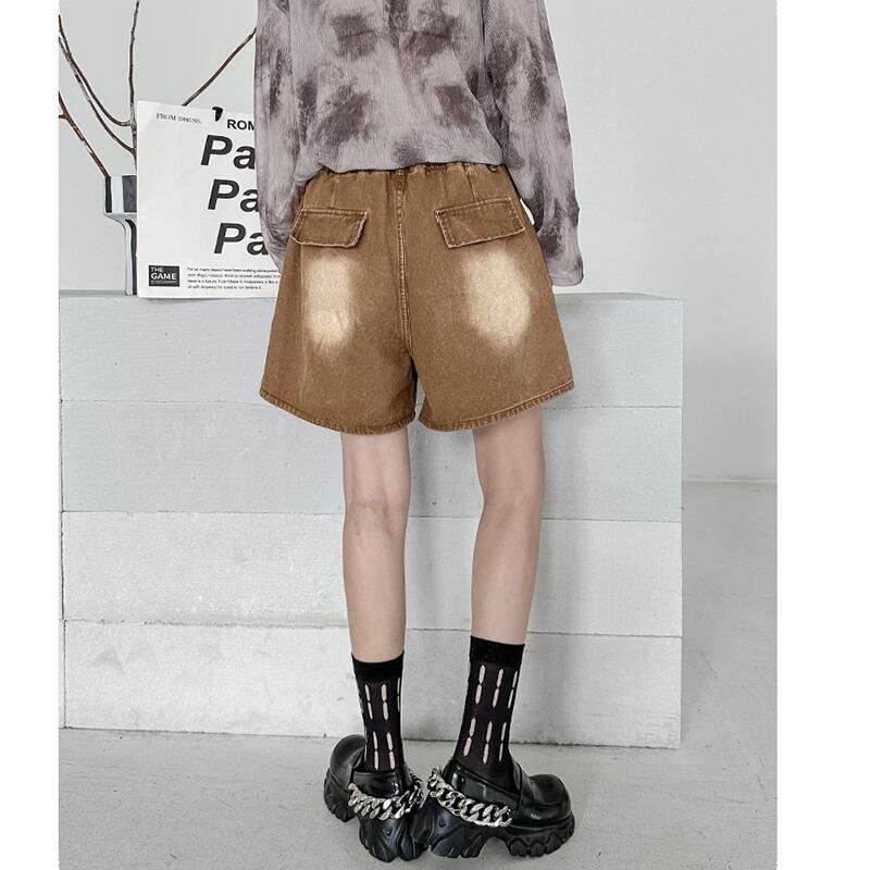 [YIDAO Series]★Shorts★ 3color Denim Pants Short Length Pants Trousers Brown Black Purple