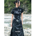 Load image into Gallery viewer, [Big Blue Dragon Series] ★China style tops★ Long tops, slit dress, design, slimming, floral pattern
