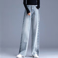 Load image into Gallery viewer, [REHUOJIALI Series] ★Denim Pants★ Embroidery Bottoms Trousers Women's Blue Blue Large Size
