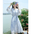 Load image into Gallery viewer, [Hakushu Series] ★2-piece dress set★ Hanging dress + long sleeve dress + chiffon Blue Blue Cute
