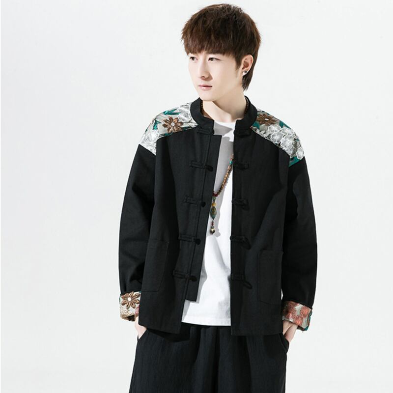 [Psycho Series]★China style outerwear★ Men's 2color jacket, large size, embroidery, China button, spring/autumn