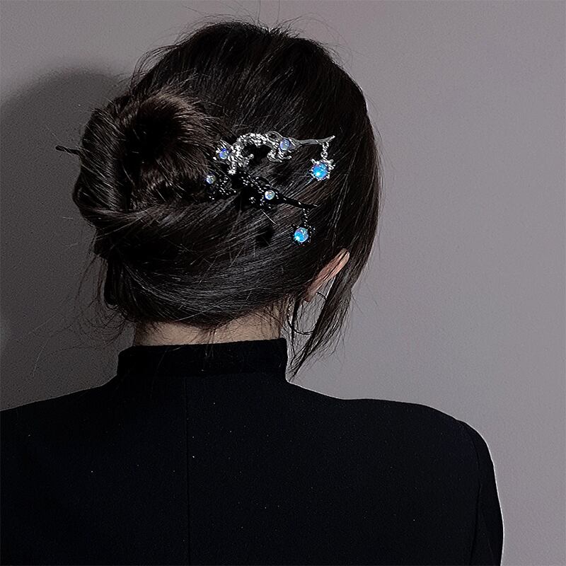 [yyds genderless series]★China style hair ornament, hairpin, 1 piece★2color black or silver ladies accessories, easy to match, cute