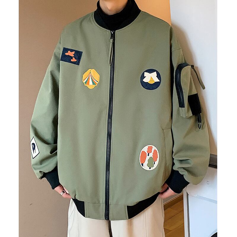 [GUMALA Series]★Jacket★ 3color Outerwear Stadium Jacket Embroidery Unisex Men's Cool