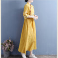 Load image into Gallery viewer, [Qing Series]★Chinese style dress★ 4 colors embroidery cotton linen white yellow blue pink literary style
