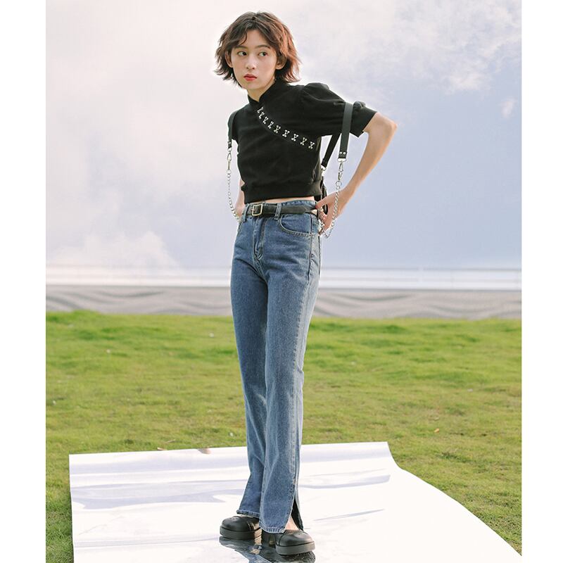 [Yangji Great Dream Series] ★Chinese style T-shirt★ Tops, short sleeves, black, slimming, simple, Chinese clothes, summer clothes