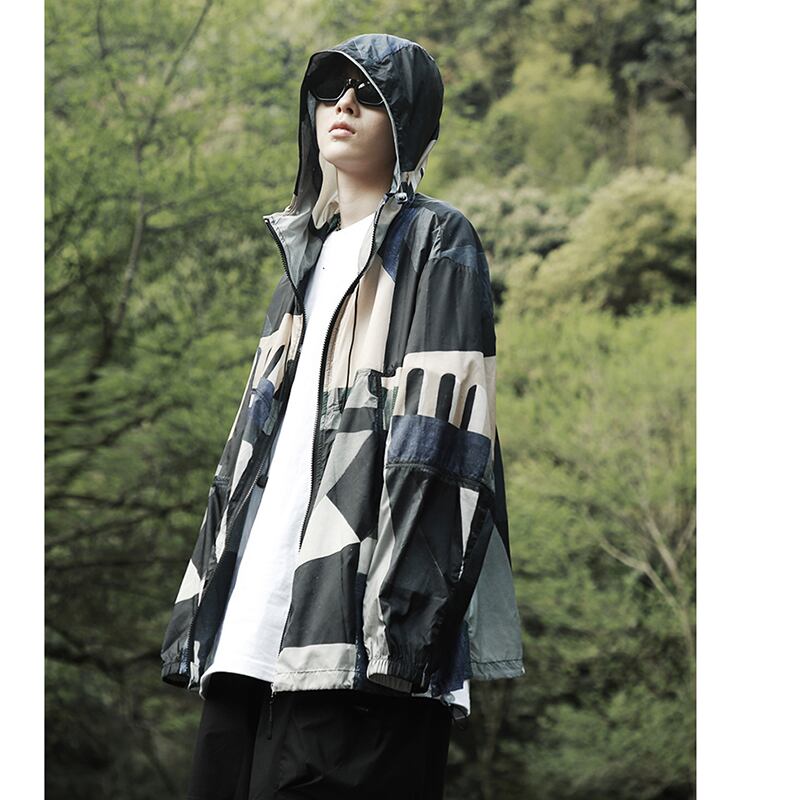 [SIN87 Series] ★UV protection★ UPF50+ Sun protection, cooling protection, thin outerwear, print, unisex, men's