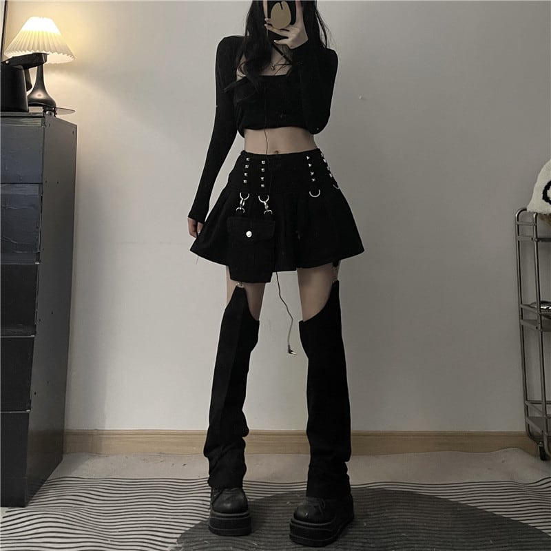 [Style Series] ★Skirt + Pants Tube★ Bottoms Unique Black Black Fashion Slimming SML XL