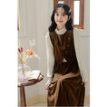 Load image into Gallery viewer, [CHIC Series] ★One Piece★ Faux Layered Corduroy Coffee Color Date Improves Temperament
