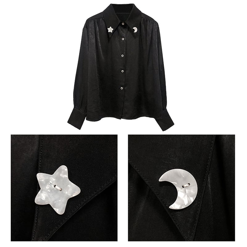 [Ukiyozoku Series]★China-style shirt★ Black Chinese clothes Original SM Loose satin Improves temperament Unique