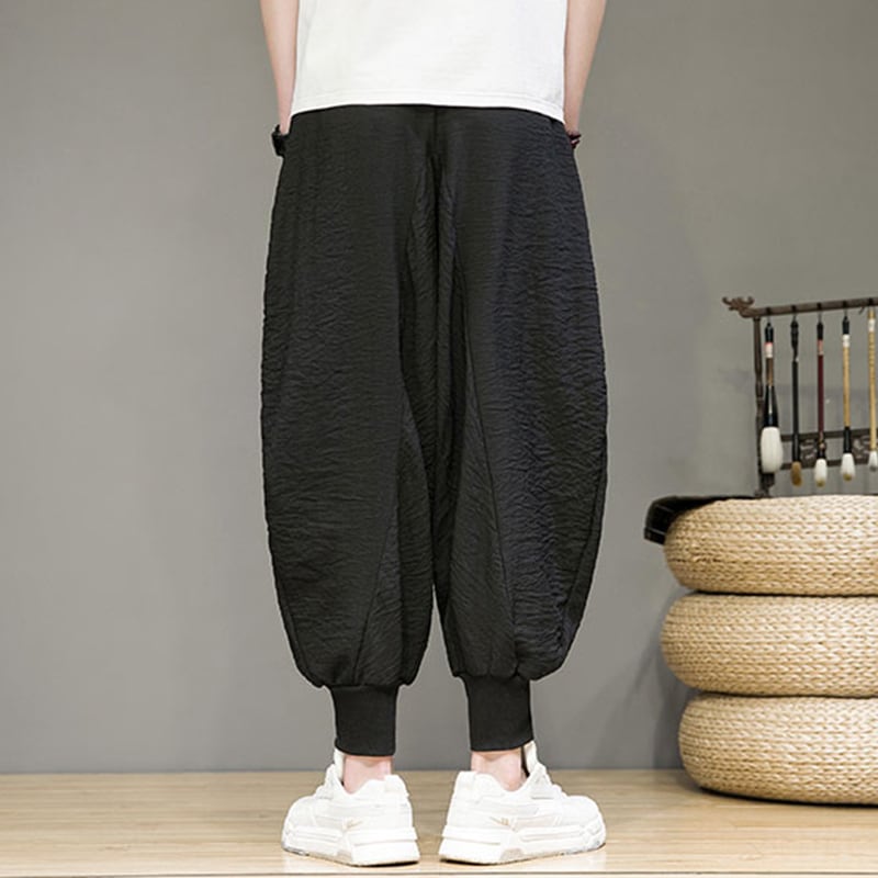 [Small Trouble Series]★China Style Pants★ 4color Unisex Men's Large Size Casual Pants Black Gray Beige Green