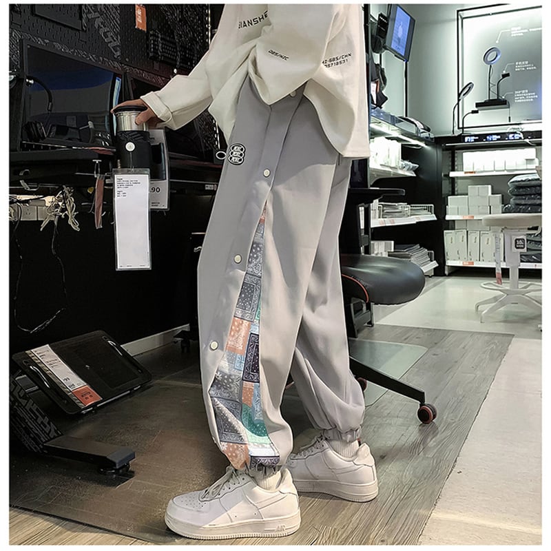 [Plqv Series] ★Casual Pants★ Brushed lining can be selected 3colors Black, White, Gray Men's Sports Style Unisex Easy to Match Print