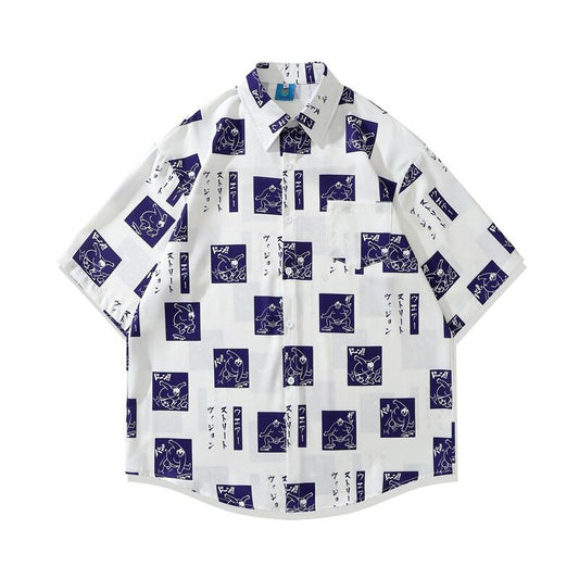 [JINKESEN Series]★Shirt★ 2color Tops Print Short Sleeve Shirt Unisex Men's Summer Print