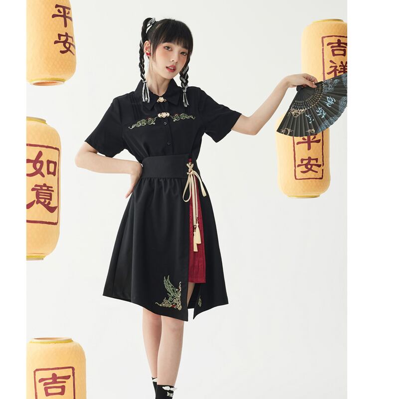 [Run Chaya Series] ★Chinese style shirt★ 2color Chinese clothing tops Black White Cute S M L XL