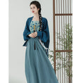 Load image into Gallery viewer, [YIYUN Series] ★Chinese style setup★ 2-piece set Happi coat + hanging dress Chinese clothes Blue Blue
