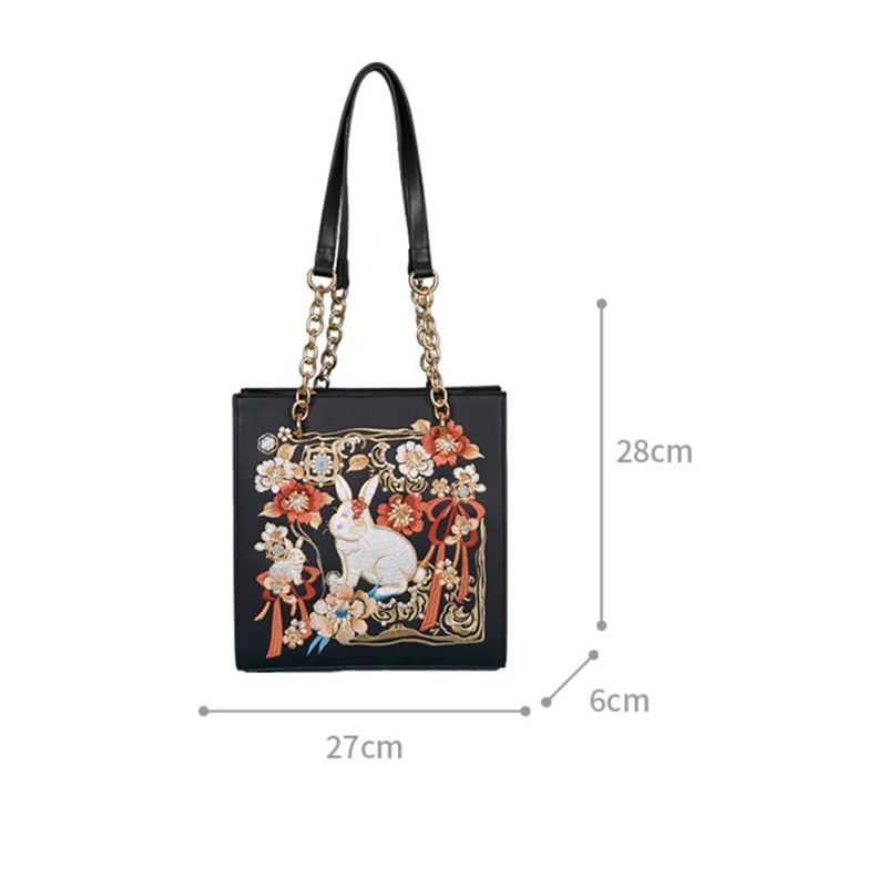 [MAOXIAOJIE series] ★China style bag★ Rabbit rabbit embroidery shoulder bag handheld original super cute black