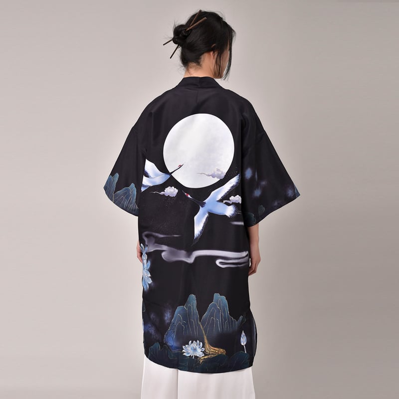 [PINZHI Series]★China style happi coat★ Tops 2color Unisex Men's Large Size Crane Thin Fireworks Festival