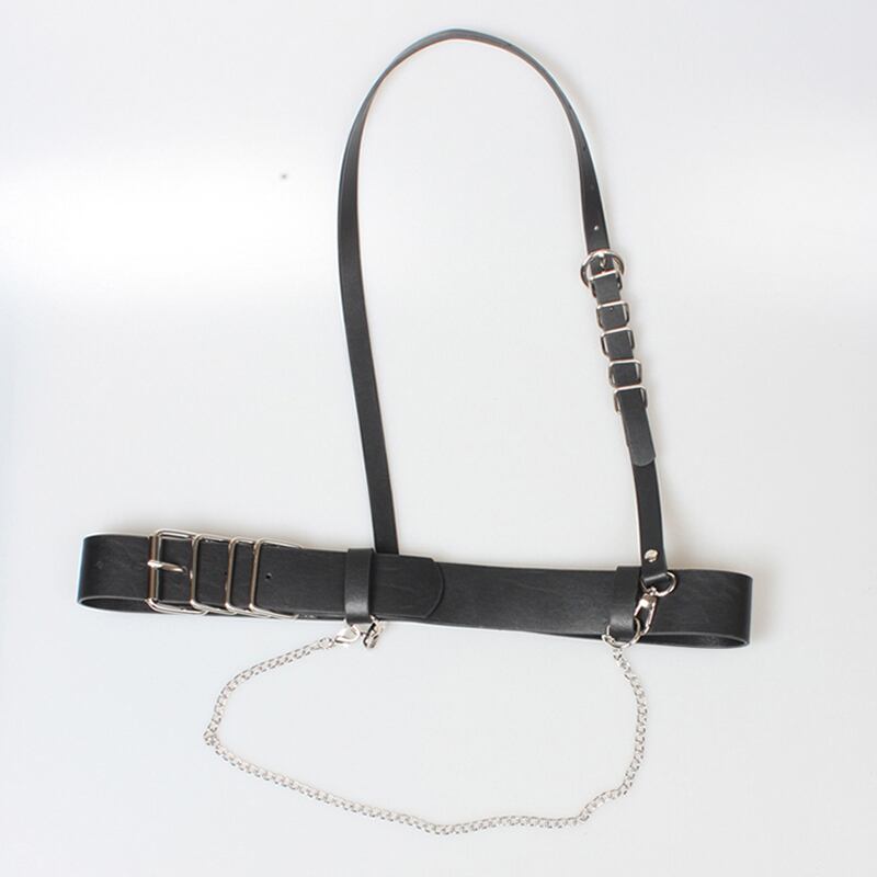 [Kuraho Koya Series] ★Retro Belt★ Obi Accessory PU Chain Unique Black Black Easy to match