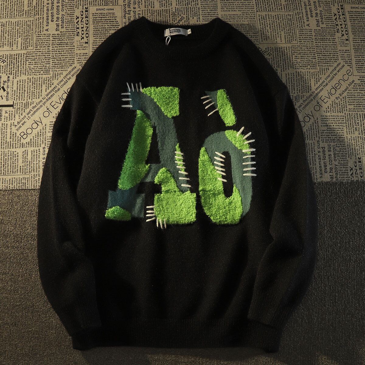 [Baraba Series] ★Sweater★ 2color Tops Unisex Men's Black White Alphabet Color Scheme