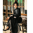 Load image into Gallery viewer, [Dust smoke and cloud dream series] ★China style dress★ With belt, long sleeves, embroidery, black, black SML, slimming, Chinese elements
