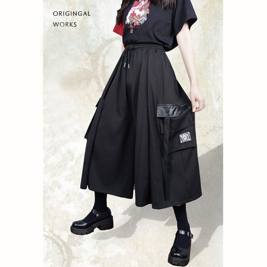 [Kokaisha series]★China style pants★Bottoms Gaucho pants Gaucho SML Easy to match Black Black