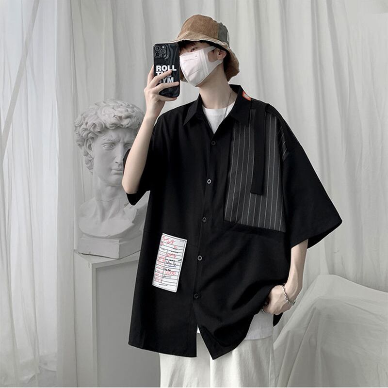 [GANGDAO Series]★Shirt★ 2color Tops Unisex Men's White Black Summer Clothes Short Sleeve Shirt