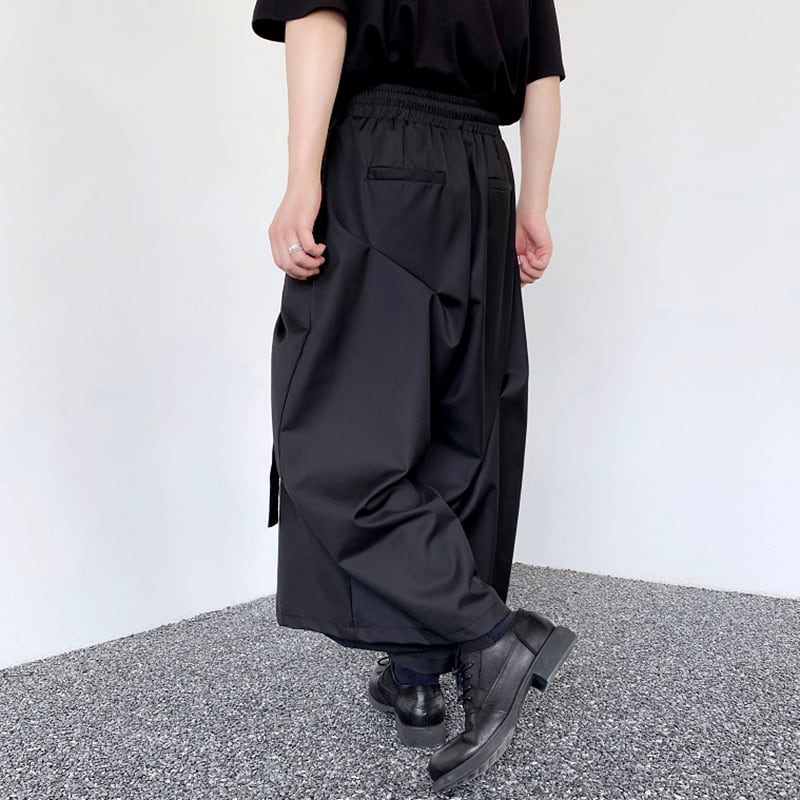 [Illustrated series]★China style trousers★ Gaucho pants Designed Unisex Men's Black Cool