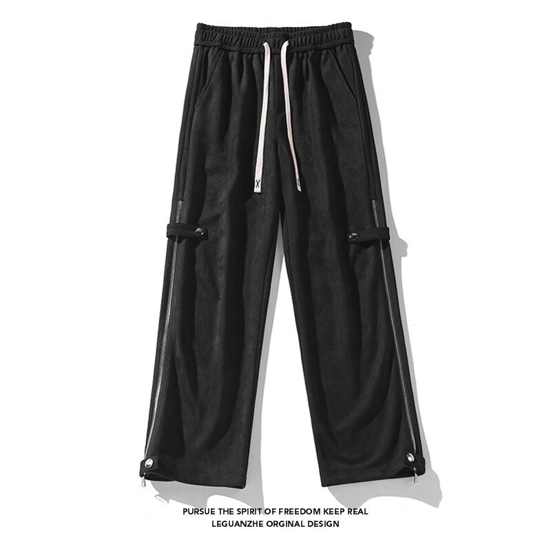 [BIGEMAN Series]★Casual Pants★ 2color Bottoms Trousers Unisex Men's Suede Black Coffee Color