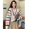 Load image into Gallery viewer, [Koikoro Series] ★Sweater★ Knit tops Colorful striped pattern Cute Easy to match Autumn clothes Sweet Fashion
