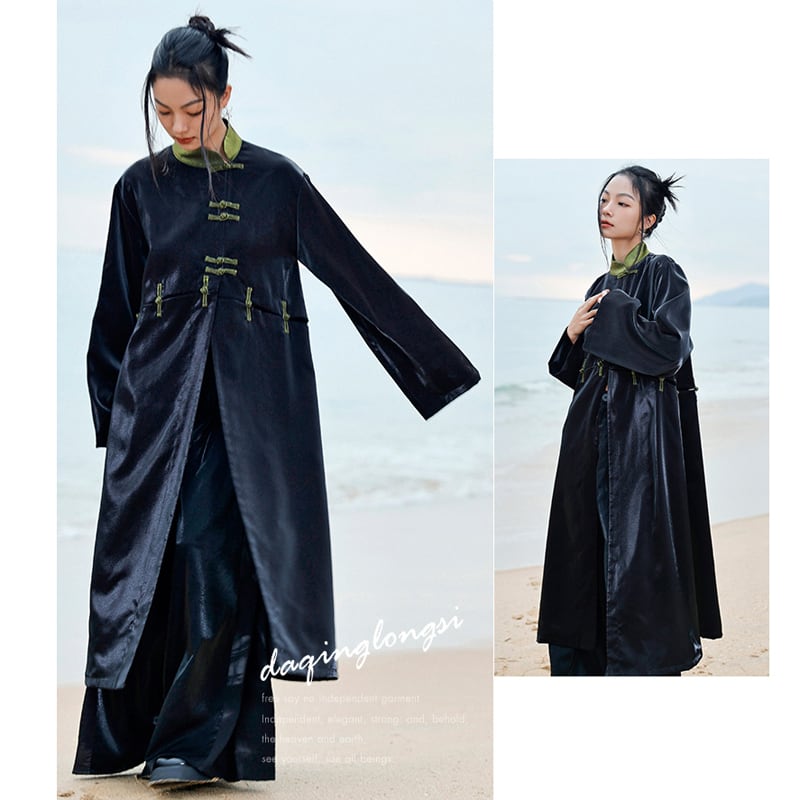 [Big Blue Dragon Series] ★China style coat★ 3 ways to wear Tops Black Black Color scheme Cool