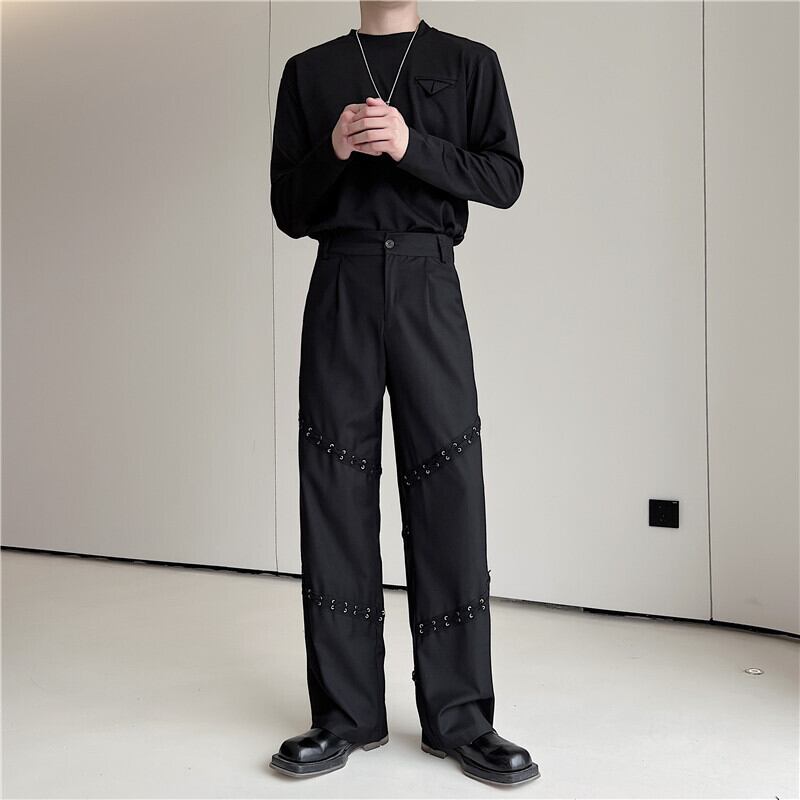 [Image Series] ★Casual Pants★ Stylish Bottoms Unisex Men's Black Black Casual ML XL