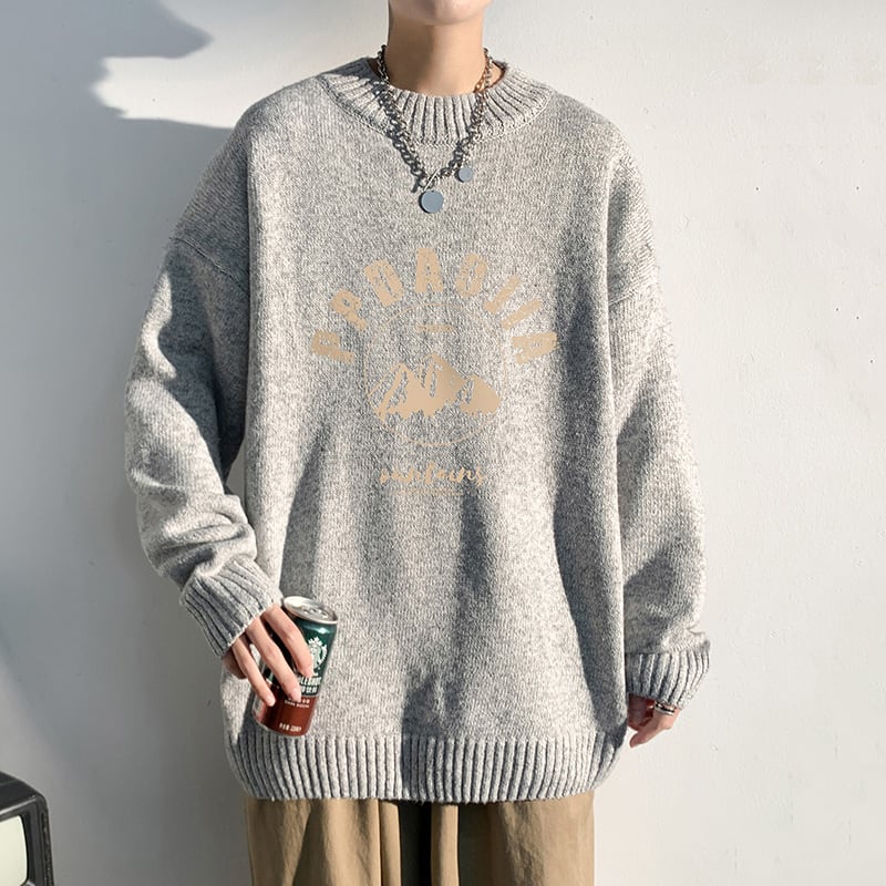 [Emperor Series] ★Sweater★ 4color Knit Tops Snowy Mountain Unisex Men's Large Size Casual