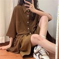 Load image into Gallery viewer, [UATONLINE Series]★China Style Shirt★ Thin Medium Chinese Clothes Tops Unisex Men's Short Sleeve Shirt Coffee Color
