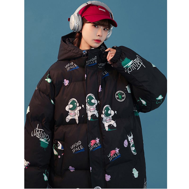 [Suikoishi Series] ★Winter Coat★ Cotton Coat Outerwear 5color Unisex Men's Cartoon Black Blue Green