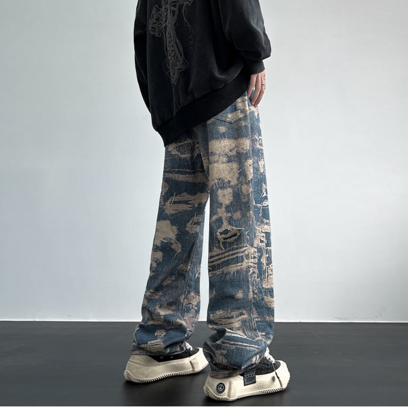 [NANSHI Series]★Denim Pants★ Bottoms Pants Unisex Men's Print Unique Large Size