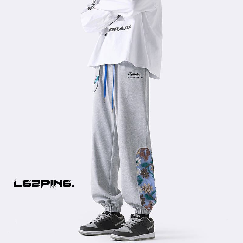 [BIGEMAN Series]★China style trousers★Casual pants 2color embroidery floral pattern unisex large size spring clothes