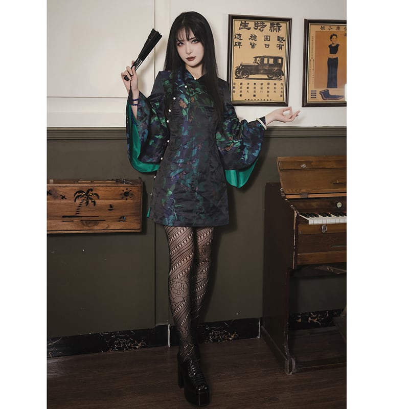 [Furo FRONT Series]★Improved Chinese dress★ Chinese style dress Original speaker sleeve