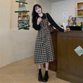 Load image into Gallery viewer, [Dong Xiaojie Series] ★Checked dress★ Large size, fake layered, slimming, retro, cute, easy to match
