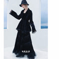 Load image into Gallery viewer, [Da Qinglong Shu Series] ★Chinese style outerwear★ Hanfu outerwear V-neck velvet lace switching loose fitting black black
