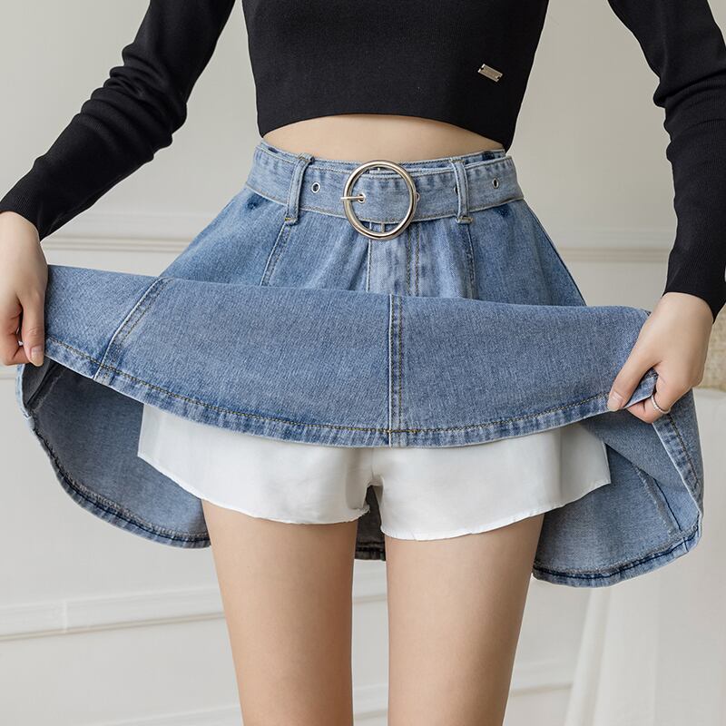 [TUYILIAN Series]★Skirt★ 2color Bottoms Fashion Mini Length Easy to Match Slimming Gray Blue