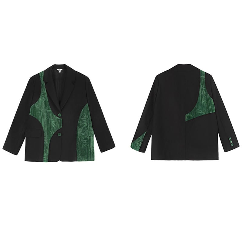 [Daiseiryusu Series] ★China style outerwear★ Blazer switching color scheme original black black easy to match