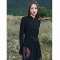 Load image into Gallery viewer, [Da Qinglong Shu Series] ★Chinese style tops★ Color scheme: Slim, slimming, Chinese clothes, original, easy to match, black, black
