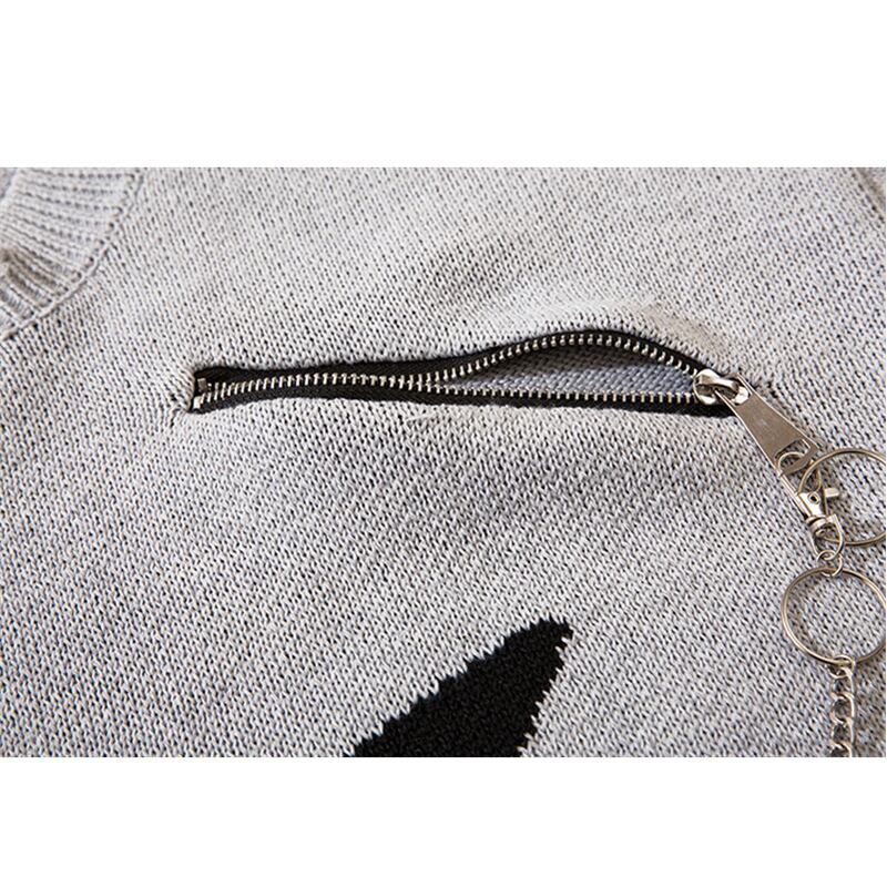 [WH Teacher Series]★Sweater★ 2color Unisex Men's Fashion Stylish With Chain Star Pattern Black Gray