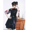 Load image into Gallery viewer, [Kokaisha series] ★China style dress★ Chiffon short length Unique black black SML
