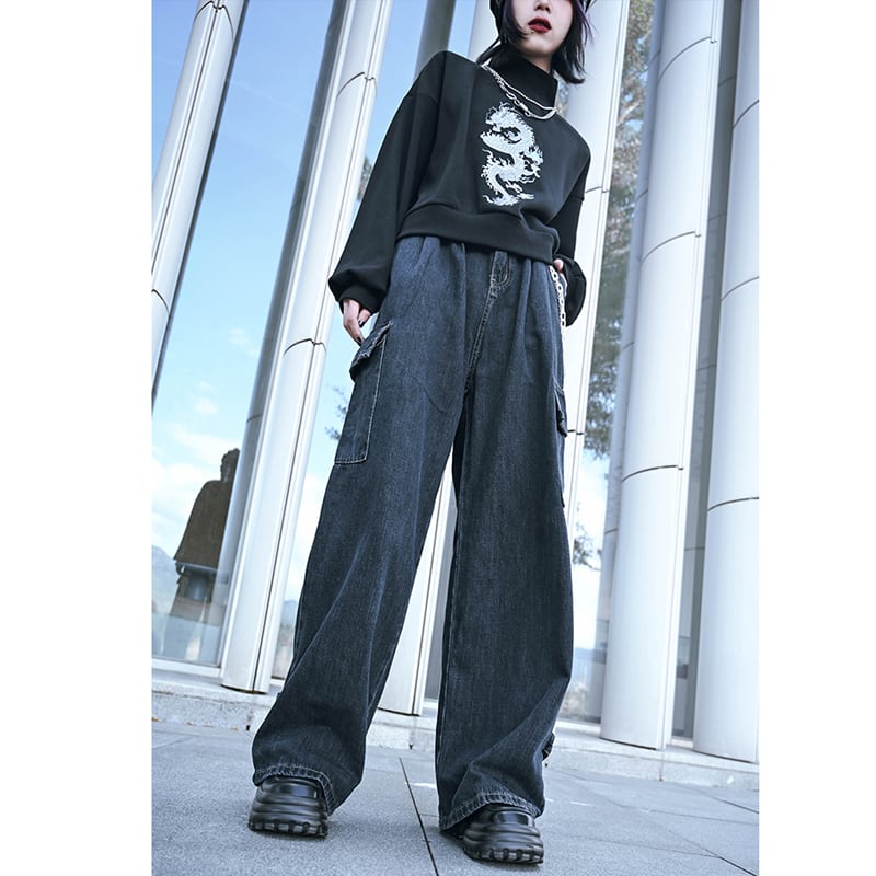 [Old Monster---Fugitive Coastline Series] ★Denim pants★ Casual pants Gaucho pants Harajuku style Street