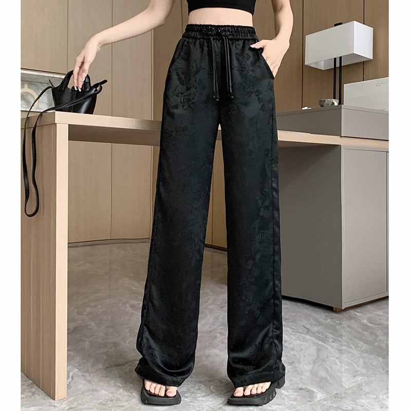 [Women's University 18 Series]★China style trousers★Bottoms, casual pants, black, slimming, easy to match