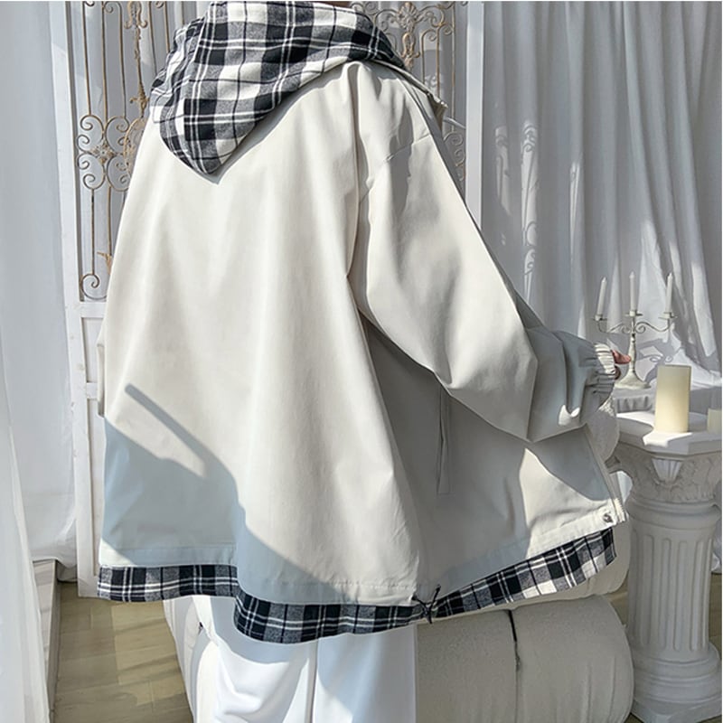 [Tetsusho Series]★Jacket★ 4color Outerwear Unisex Men's Faux Layered Plaid Pattern Large Size