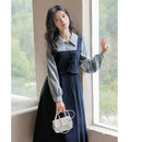 [Big orange series]★China style dress★ 3color fake layered beige blue red SML XL