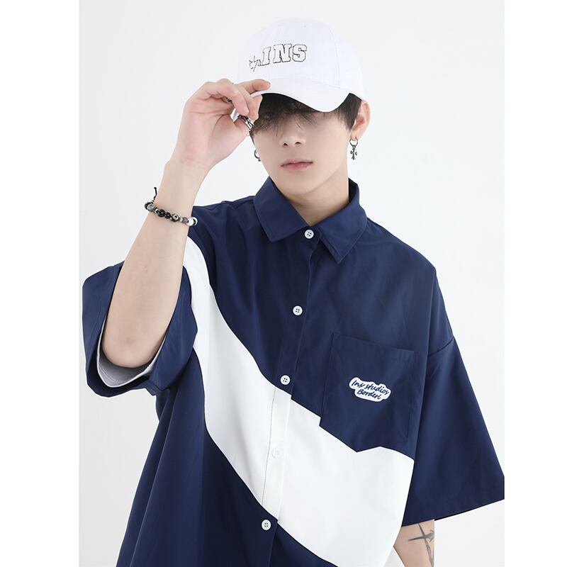 [Istudios Series]★Shirt★ 2color Tops Color Scheme Fashion Unisex Men's Short Sleeve Tops