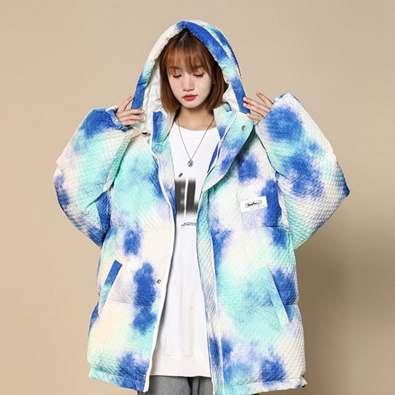 [Morimoto Series] ★Winter Coat★ 3color Cotton Coat Unisex Men's Print Gray Blue Green